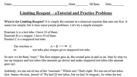 Limiting Reactant Tutorial