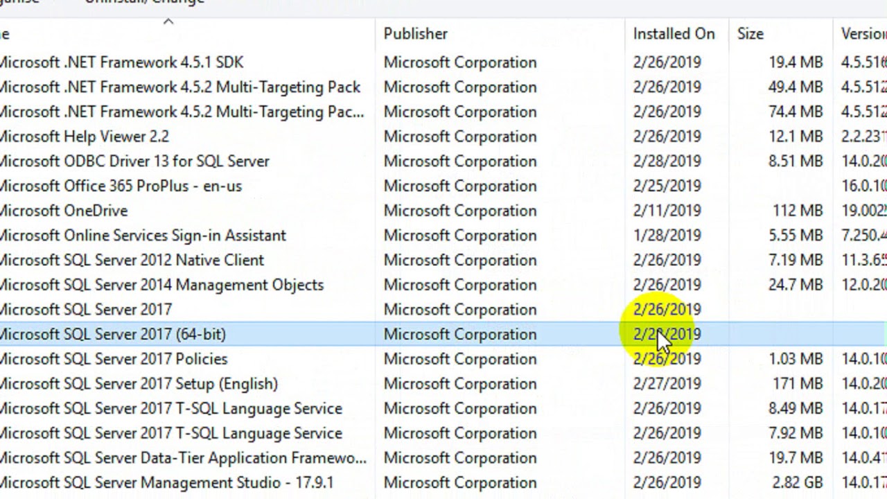 Uninstall An Existing Instance Of Ms Sql Server 2017