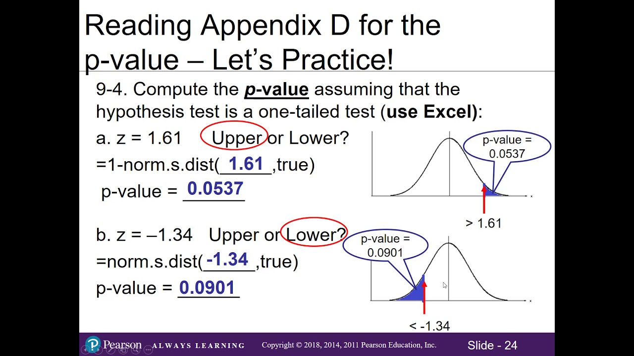 excel hypothesis testing p value