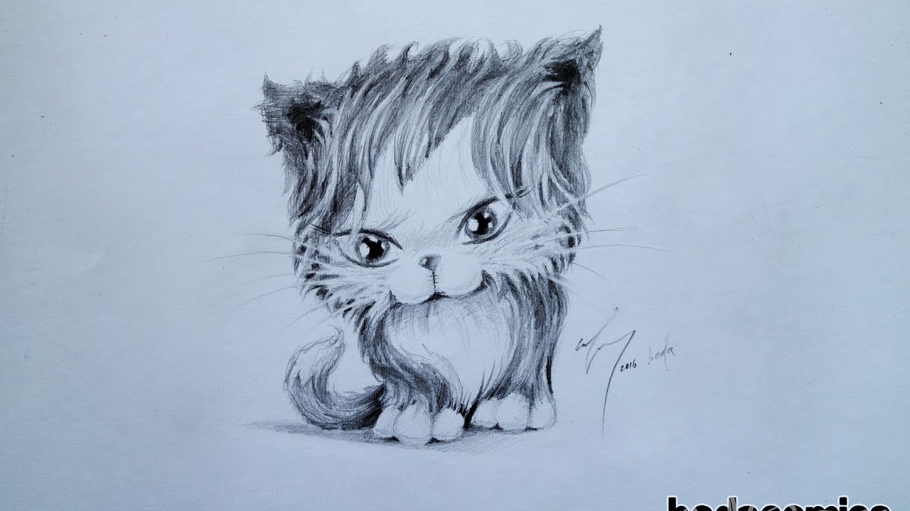 Грустный котик рисунок легкий