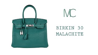 Hermès - Malachite & Nata Clemence Horseshoe Birkin 30