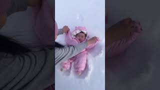 Baby’s first snow angel😇🇨🇦#snowangel #4monthsold #shorts