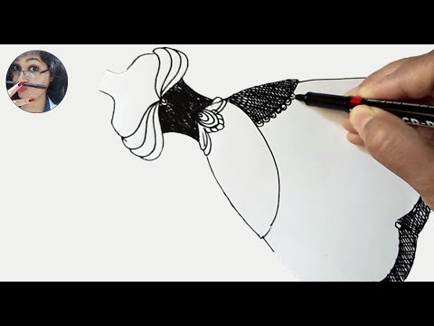 how to draw fashion sketches for beginners, dress drawing easy step by step  - YouTube