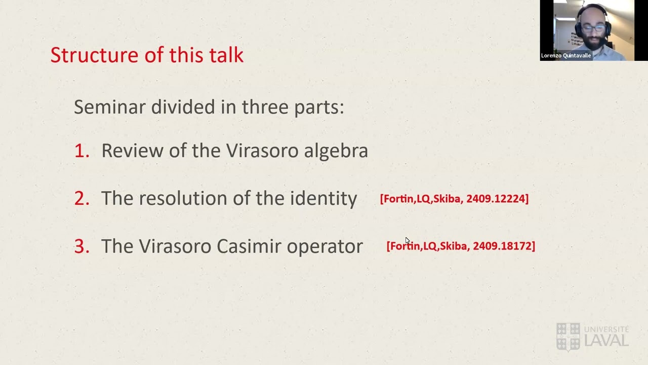 Lorenzo Quintavalle (Laval university) : The Casimir and Completeness Relation for 2d-CFTs