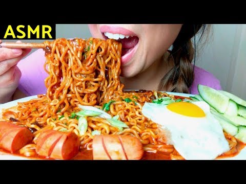 *No Talking* ASMR CHEESY Black Bean Noodles + FIRE Ramen (+recipe) 자장면 먹방 Jajangmyeon (Part 2)