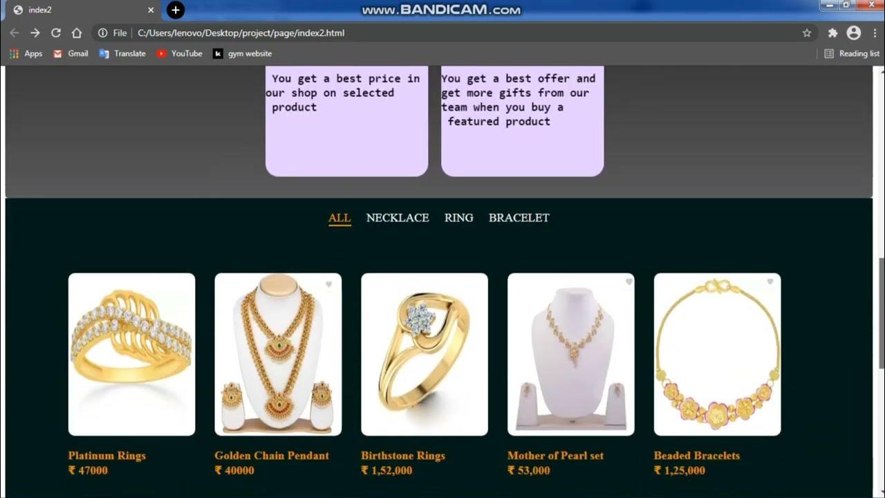 Jewellery design website using html and javascript - YouTube