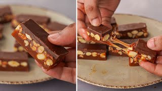 Homemade Snickers Bars | Caramel Filled Chocolate Bar Recipe | Yummy