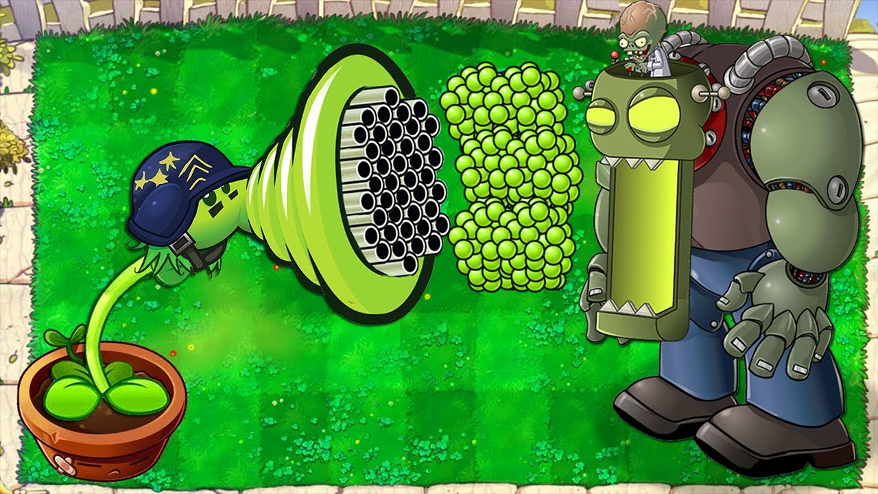 PvZ 99 Gatling PEA Plants vs Dr. Zomboss - PvZ Plant Team - YouTube