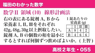 福田のわかった数学〜高校２年生055〜領域(10)線形計画法