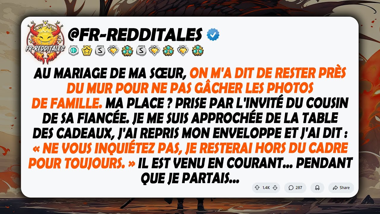 Au mariage de ma sœur, la famille a dit : « Reste près du mur. Tu ne mérites pas tout ça... »