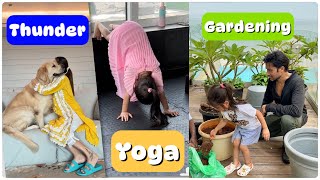 Baby learns Gardening and watching the big Visarjan