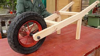 Woodworking Project Combined With Old Moto Wheel // How To Make The Easiest wheelbarrow  DIY