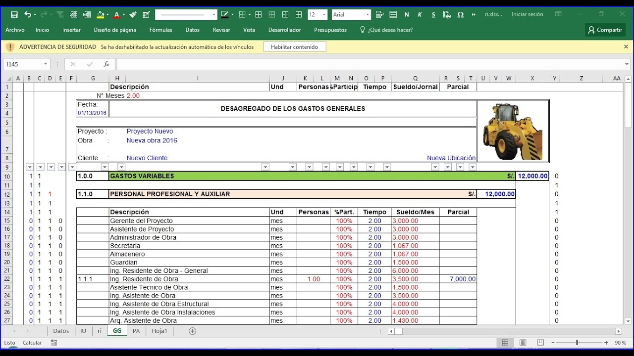 Como hacer un presupuesto en excel