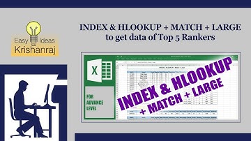 INDEX & HLOOKUP + MATCH + LARGE to get data of Top 5 Rankers in excel #indexlarge #hlookuplarge