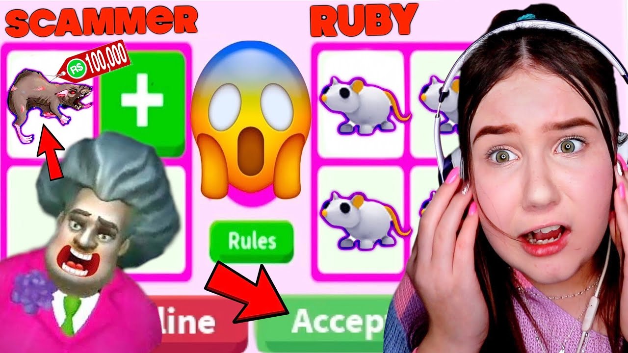 Trading Scary Teacher 3d Rat Vs Golden Rats Scam In Adopt Me Roblox Youtube - ruby rube playing roblox adopt me