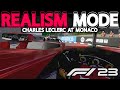 F1 23 realism mode  charles leclerc at monaco gp  no hud  cockpit  100 race  trackir