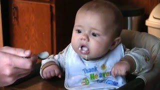 Carter Eating First Rice Cereal Solids | 4 or 6 Months Old