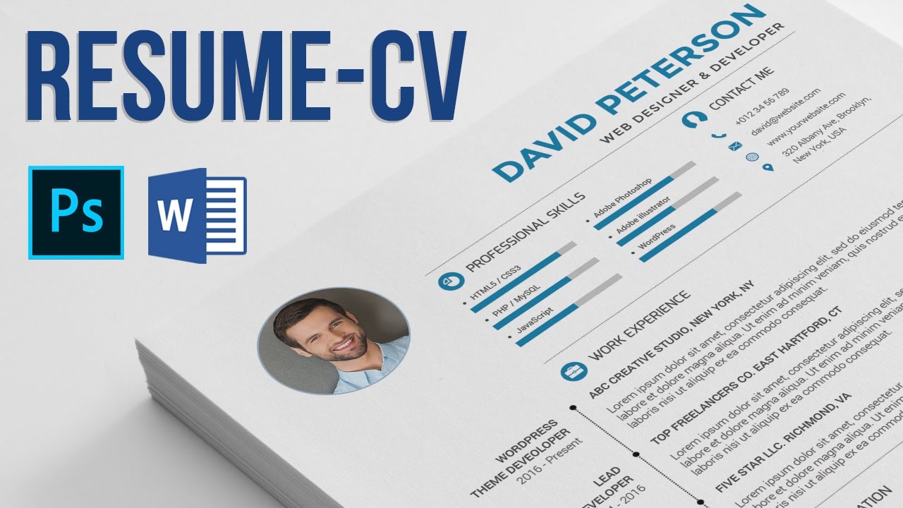 ไฟล์ resume  New Update  Resume / CV how to edit and use? - Photoshop and Microsoft Word