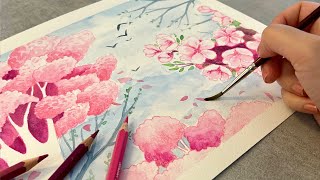 Watercolor tutorial / painting spring blossoms