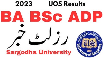 BA BSc ADP Results 2023 Sargodha University | ADP Result 2023 UOS