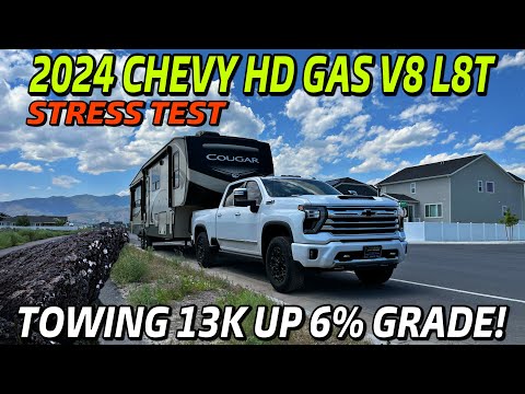 Stress Test: 2024 Chevy Silverado HD Gas L8T + Allison 10 Speed Towing 13K Up 6% Grade For 5 Miles!