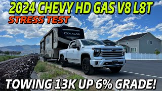 Stress Test: 2024 Chevy Silverado HD Gas L8T + Allison 10 Speed Towing 13K Up 6% Grade For 5 Miles!