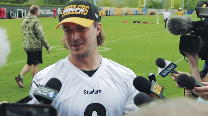 Kenny Pickett at Steelers' rookie minicamp, speaks...