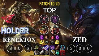 RW Holder Renekton vs Zed Top - KR Patch 10.20