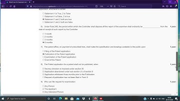 Patent Law For Engineers And Scientists || Assignment 5 || Week 5|| NPTEL ||