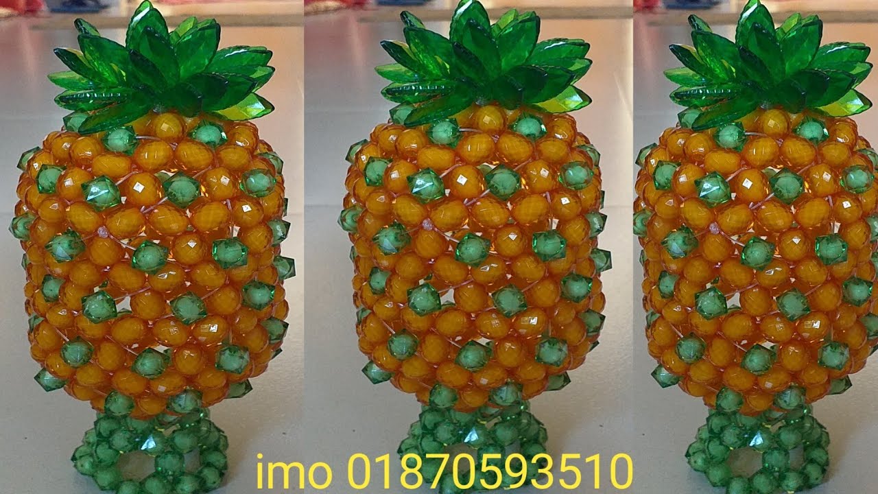 পুতির আনারস টিউটোরিয়াল/পুতির কাজ/পুতি/beaded Pineapple tutorial/showpiece/beaded item/beads Crafts