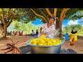 African village life cooking village food for breakfast  cassava with nuts  traditional breakfast