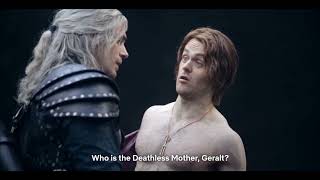 Jaskier saying 'Geralt' in season two of The Witcher