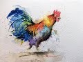 How to paint a Rooster in watercolors