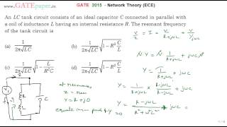 GATE 2015 ECE Resonant frequency of LC circuit with Ideal capcitor and practical inductor Net Worth