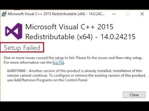 ลง microsoft visual c++ 2015 ไม่ได้  New  Lỗi Setup Failed khi cài C++ 2015