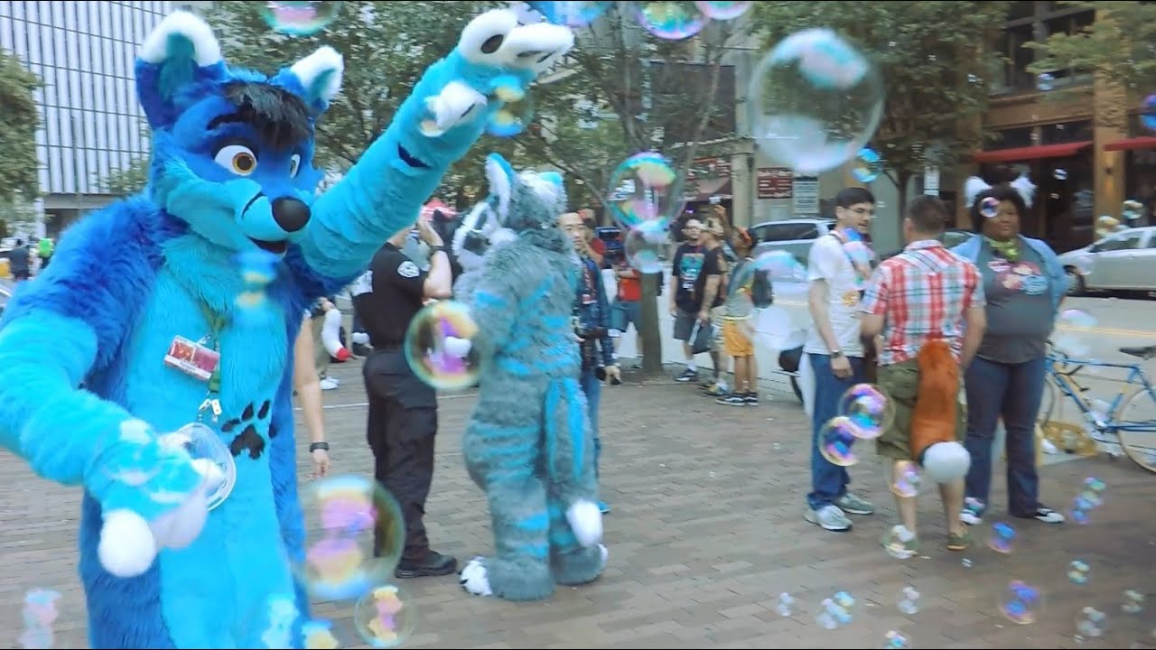 Anthrocon 2016 Bubbles and Fursuits (Slow Motion) - YouTube