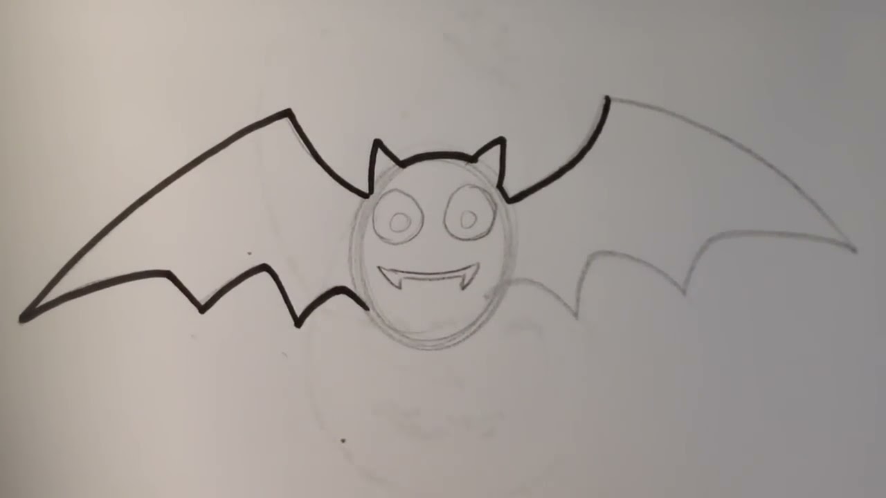 How to Draw a Cute Bat - Halloween Drawings - YouTube