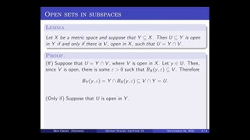 Metric Spaces - Lectures 9 & 10: Oxford Mathematics 2nd Year Student Lecture
