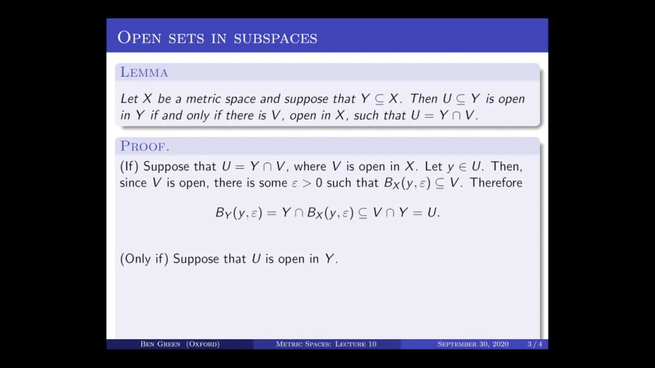 Metric Spaces Lectures 9 10 Oxford Mathematics 2nd Year Student Lecture Youtube