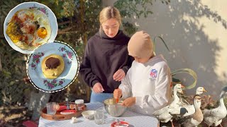 Village Breakfast Cooking with Fresh Eggs | Pancakes & Farm Life Morning