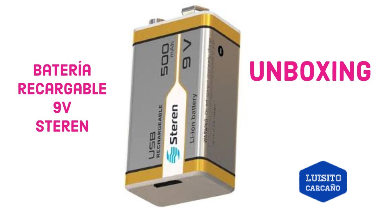 Batería recargable USB Li-Ion tipo 9V (cuadrada), de 400 mAh Bat-li-9v Usb  Steren BAT-LI-9V USB