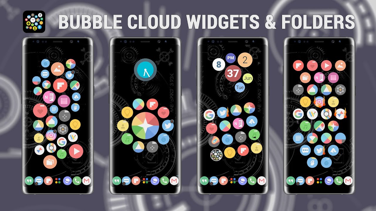 [v8.03] Bubble Cloud Home screen Widgets + Folders for Android phones ...