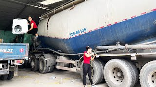 Genius Girl: Install Air Conditioning For HOWO 371 Tractor ----Girl Mechanical / Hiếu