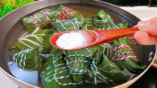 煮粽子，直接加清水煮是大错，教你正确做法，软糯不夹生不漏米