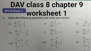 DAV class 8 chapter 9 worksheet 1 ।Class 8 maths chapter 9 worksheet 1 dav public school