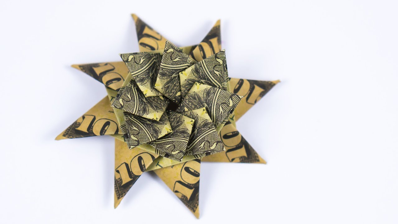 Christmas origami STAR ⭐️ Making a money origami star out of Dollars - YouTube