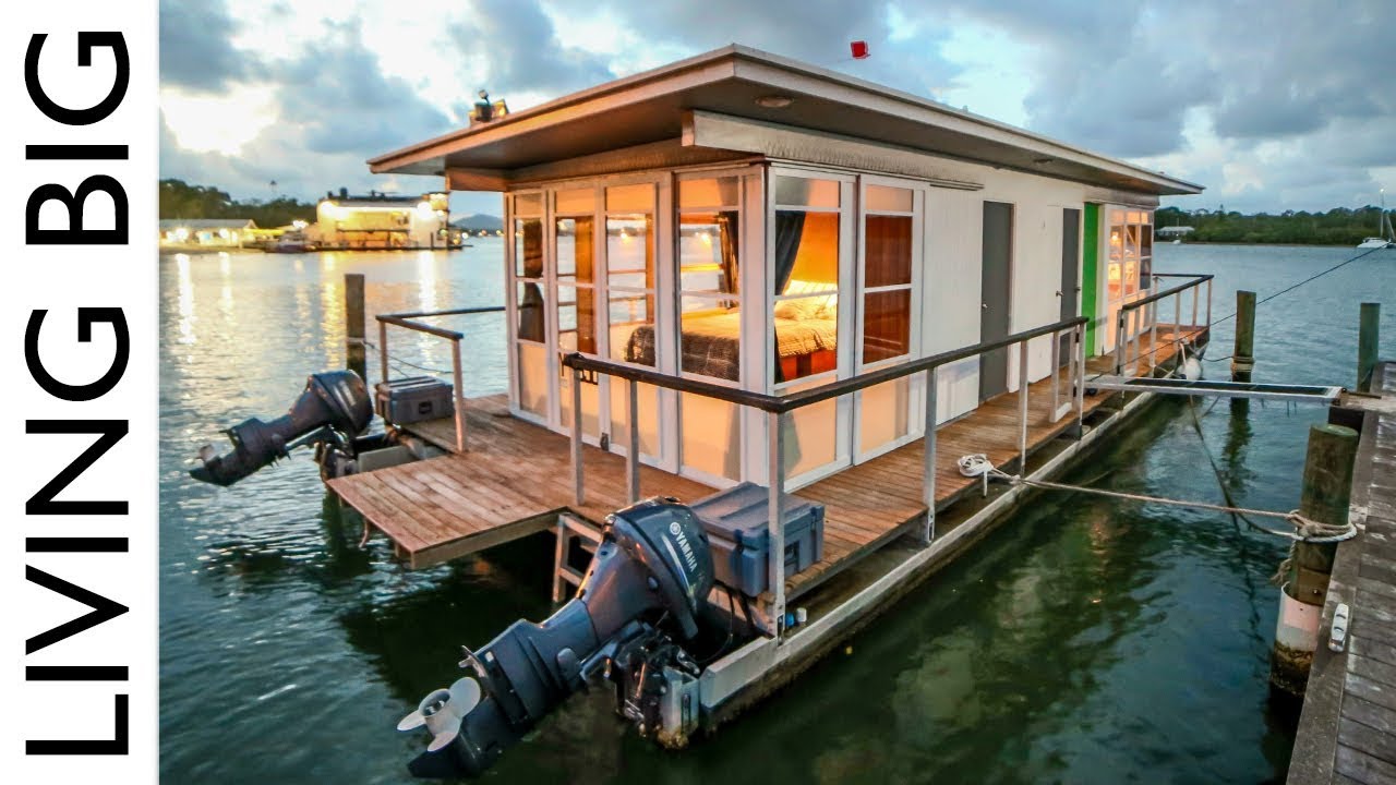 life on the water in a tiny house boat - youtube