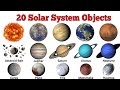 20 Solar System Objects Names | सौर मंडल की 20 वस्तुओं के नाम | Kids Learning Video