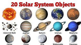 20 Solar System Objects Names | सौर मंडल की 20 वस्तुओं के नाम | Kids Learning Video