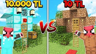 10 TL FAKİR AĞAÇ EV VS 10.000 TL ZENGİN AĞAÇ EV! 😱 - Minecraft